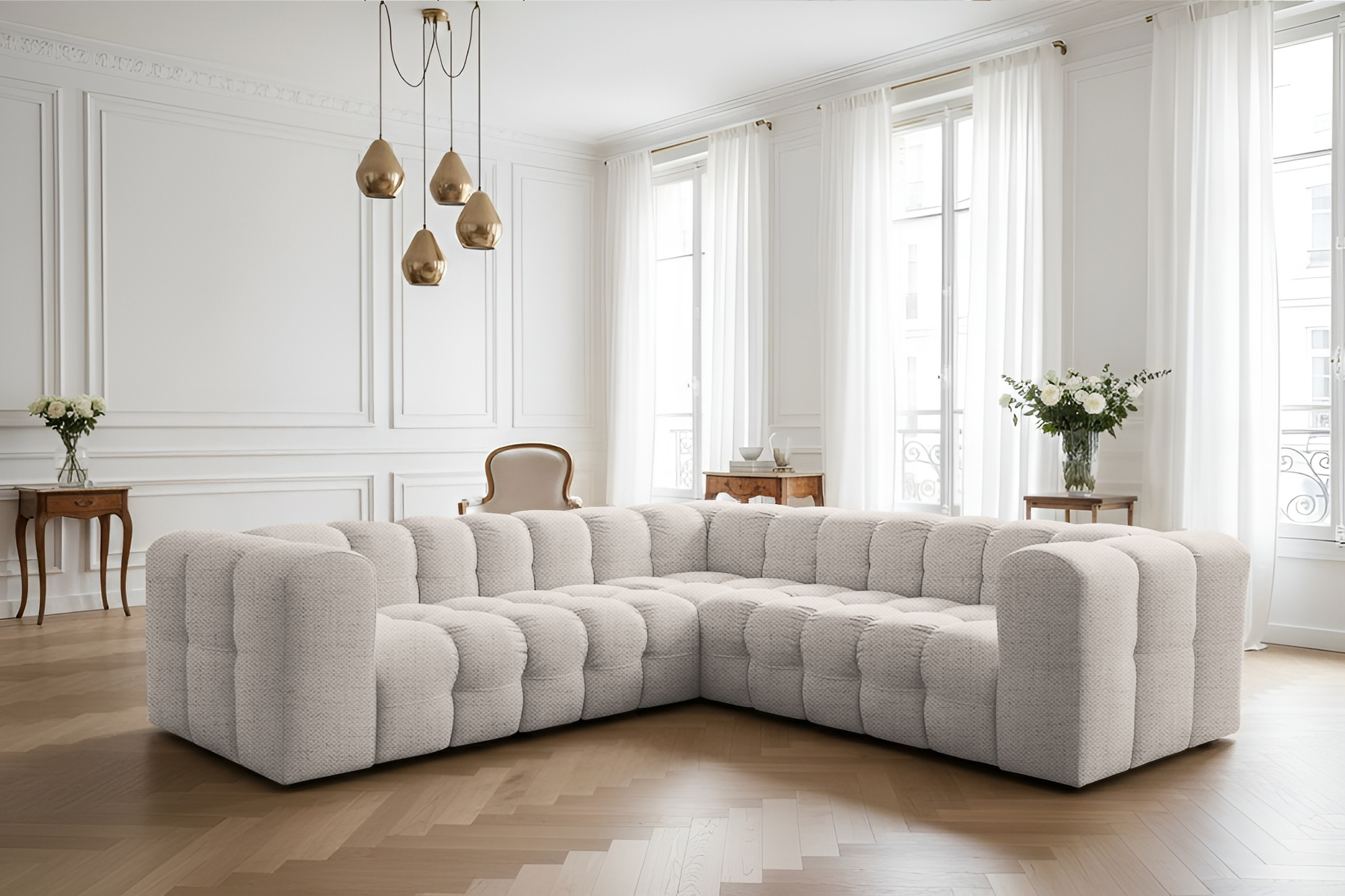 Baloo Corner Ecksofa 270x270 cm Stoff Moly Creme 